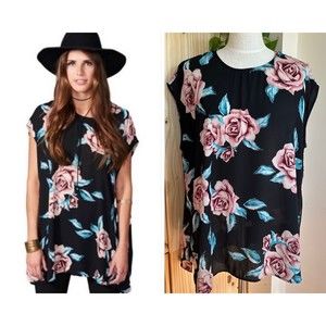 Show Me Your Mumu Sleeveless Tunic Women’s S Oversized Flower Hour Floral‎ Print